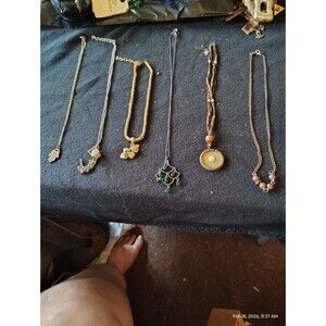 Costume Necklace Lot Boho Gold Tone Pendants Charms Mixed Styles